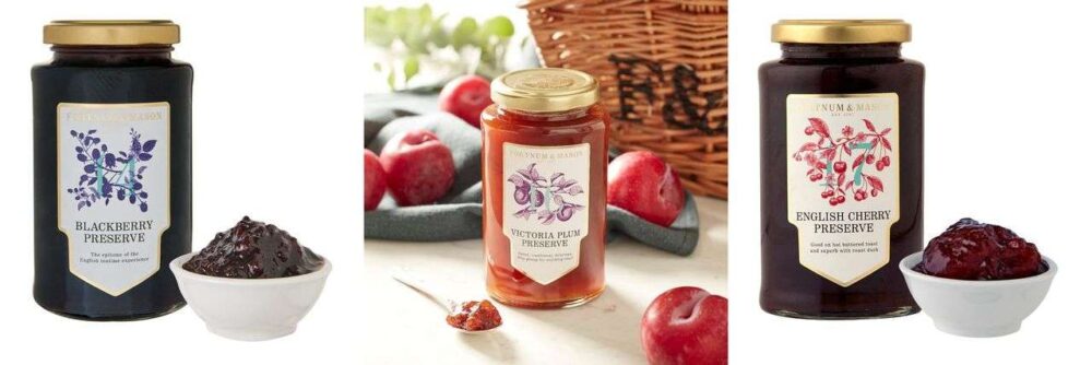 Набор джемов Fortnum&Mason, ежевика, вишня, слива, 3 x 340г